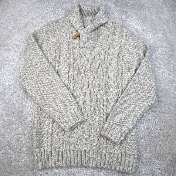 Paolo Mondo Wool Shawl Collar Cable Knit Sweater Made In Italy NEW - Picture 1 of 9